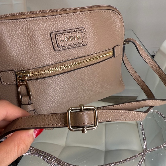 Purse Crossbody Leather - LODIS CROSSBODY - Tan with design inside - Picture 3 of 9